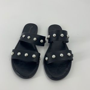 Big Buddha black pearl slip on sandals Size 8